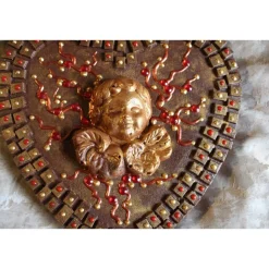 Acrylbild SCHUTZENGELCHEN Collage auf einem herzförmigen Keilrahmen Geschenk Muttertag Geburtstag Schutzengel