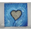 Acrylbild SILBERHERZ Gemälde Malerei  Gemälde Geschenk abstrakte Kunst Acrylmalerei Herz