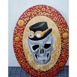 Acrylbild STEAMPUNK GRANDPA Acrylmalerei Totenkopf abstrakte Malerei Wanddekoration Kunst direkt vom Künstler Geschenk