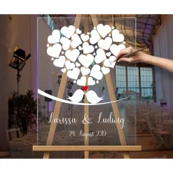 Acrylglas Hochzeitsgästebuch Hochzeitsgeschenk Herz Vogel Gästebuch