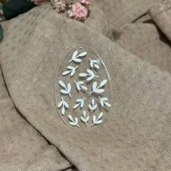 Acrylglas-Ei „Blättermuster“ – Filigrane Osterdeko mit elegantem UV-Druck