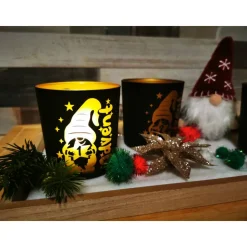 Advent Windlicht 4er Set inkl. Lasergravur – Adventskranz DIY | Glas