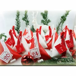 Adventkalender PURIST mit gestickten Zahlen, 24 Pyramiden Säckchen für Kinder und Erwachsene, Weihnachten, Advent