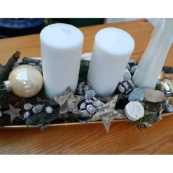 Adventsgesteck Kerzengesteck Weihnachtsdeko länglich