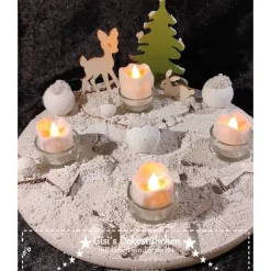 Adventsgesteck Winterwald Teelichthalter
