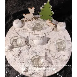 Adventsgesteck Winterwald Teelichthalter