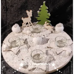 Adventsgesteck Winterwald Teelichthalter