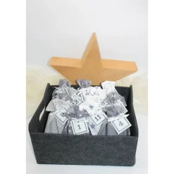 Adventskalender / Säckchen zum Befüllen / Stoffsäckchen mit Zahlen grau weiß