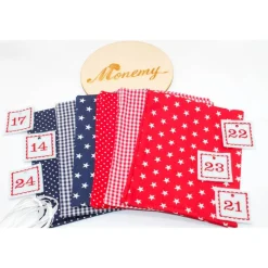 Adventskalender / Säckchen zum befüllen / Stoffsäckchen mit Zahlen rot dunkelblau