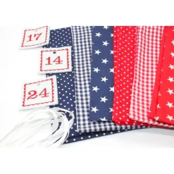 Adventskalender / Säckchen zum befüllen / Stoffsäckchen mit Zahlen rot dunkelblau