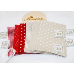 Adventskalender / Säckchen zum befüllen / Stoffsäckchen mit Zahlen rot beige