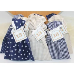 Adventskalender / Säckchen zum befüllen / Stoffsäckchen mit Zahlen dunkelblau beige