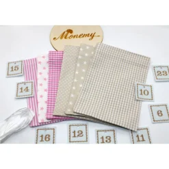Adventskalender / Säckchen zum Befüllen / Stoffsäckchen mit Zahlen creme beige rosa