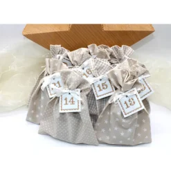 Adventskalender / Säckchen zum befüllen / Stoffsäckchen mit Zahlen beige creme weiß