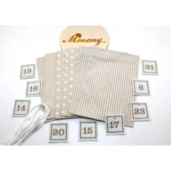Adventskalender / Säckchen zum befüllen / Stoffsäckchen mit Zahlen beige creme weiß