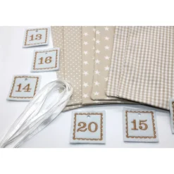 Adventskalender / Säckchen zum befüllen / Stoffsäckchen mit Zahlen beige creme weiß