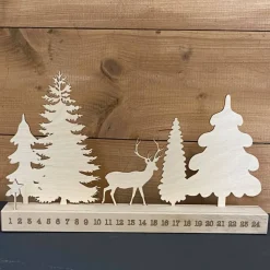 Adventskalender aus Holz mit Waldszene – Skandinavisches Design zum Selbstgestalten