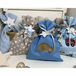 Adventskalender Auto blau beige  Kalender Advent selber befüllen Säckchen Baumwolle Taschen Tüten Türchen Weihnachten