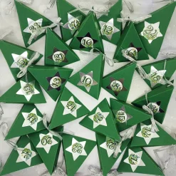 Adventskalender befüllt – 24 handgefertigte silberne Dekoanhänger aus Kristallglas, Holz, Acryl und Metall