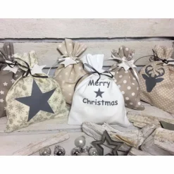 Adventskalender beige grau weiß Kalender Advent selber befüllen Säckchen Baumwolle Taschen Tüten Türchen Weihnachten