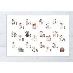 Adventskalender Beutel 24 Stück – Baumwollbeutel mit Weihnachtstieren, OEKO-TEX, klein/groß/Mix, wiederverwendbar