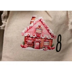Adventskalender Beutel 24 Stück – Baumwollbeutel „Pink Christmas“, OEKO-TEX, 10×14/15×20 cm, wiederverwendbar