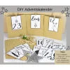 Adventskalender DIY mit Kraftpapiertüten, Zahlen und Holzklammern mir grafischen Motiven