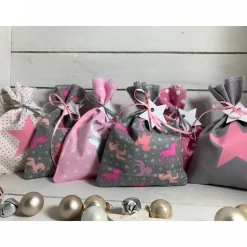 Adventskalender Einhorn Kalender Advent selber befüllen Säckchen Baumwolle Tüten Tasche Türchen Weihnachten