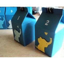 Adventskalender Elefant ANGEBOT Weihnachtskalender kleine Milchkartonschachteln Junge 0d. Mädchen nach Wahl zum Befüllen