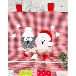 Adventskalender Eulen Eulenliebe Stoff rot Vichy sofort verfügbar keine Versandkosten