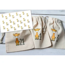 Adventskalender Holz Giraffe personalisiert 36×24 cm | Brett oder Komplettset mit bedruckten Beuteln