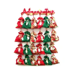 Adventskalender Komplettset XXL Wandbehang Türhänger Adventszeit – Stoff Säckchen zum Befüllen
