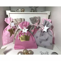 Adventskalender Krone rosa grau Kalender Advent selber befüllen Säckchen Baumwolle Taschen Tüten Türchen Weihnachten