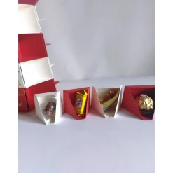 Adventskalender Leuchtturm zum selbst befüllen – Handgemacht in Rot/Cremfarben