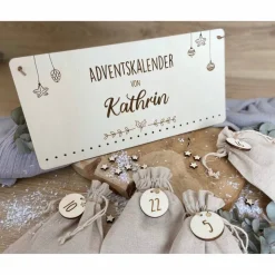 Adventskalender personalisiert mit Namen / Weihnachtskalender Advent aus Holz zum befüllen