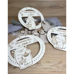 Adventskalender personalisiert mit Namen Dino rund / Weihnachtskalender Advent zum befüllen