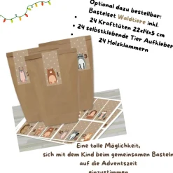 Adventskalender personalisiert zum Befüllen Kinder - Motiv Weihnachts Tiere Arche NOAH - DIY Adventskalender Kraftt&