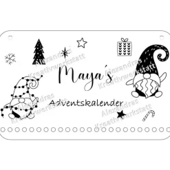 Adventskalender personalisiert mit Name groß,Rehntier, Weihnachten, Adventskalender aus Holz/Laser, Advent,Jutesäckchen,