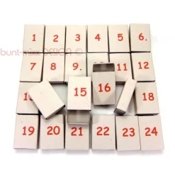 Adventskalender Schachteln zum Befüllen, Kraftpapier Zahlen rot handmade BuntMixxDESIGN