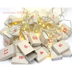 Adventskalender Schachteln zum Befüllen, Kraftpapier Zahlen rot handmade BuntMixxDESIGN