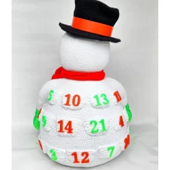 Adventskalender SCHNEEMANN Nachtleuchtend Zylinder Deko Weihnachten Winter Advent Gutschein Amigurumi
