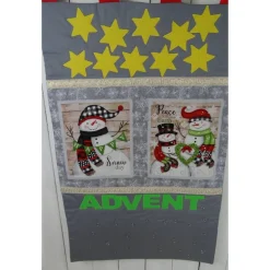 Adventskalender Schneemänner handgemacht mit LED-Lichterkette personalisiert Baumwolle