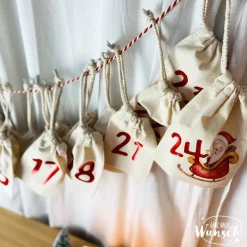 Adventskalender Säckchen 24 Türchen | Adventssäckchen mit Zahlen | Adventskalender