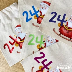 Adventskalender Säckchen 24 Türchen | Adventssäckchen mit Zahlen | Adventskalender