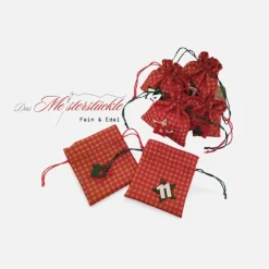 Adventskalender Säckchen selber füllen Geschenkbeutel rot kariert handgefertigt