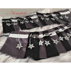 Adventskalender Säckchen zum befüllen edel schwarz Silber Sternenmotiv handgefertigt