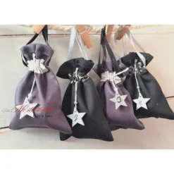 Adventskalender Säckchen zum befüllen edel schwarz Silber Sternenmotiv handgefertigt