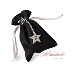 Adventskalender Säckchen zum befüllen edel schwarz Silber Sternenmotiv handgefertigt