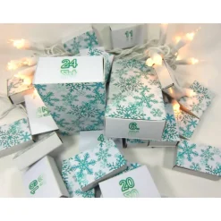 Adventskalender selber Befüllen, smarad grün Eiskristall, 26 mini-box, plus 2 big box, Zahlen 1-24, Advent