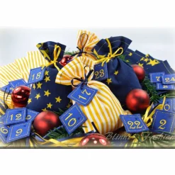 Adventskalender Stoff Säckchen mit gestickten Zahlen für Kinder und Erwachsene, Weihnachten, Advent, verschiedene Farben